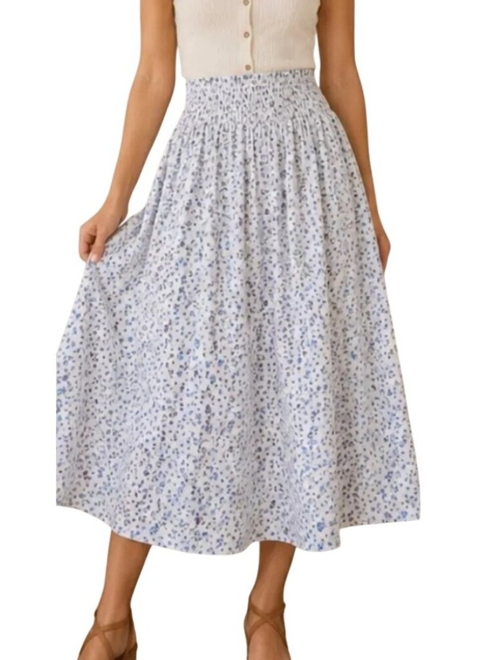 Hyacinth House Floral Maxi Skirt in White Xlarge New Womens